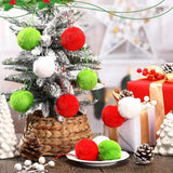 12Pcs Fluffy Christmas Plush Hanging Ball Solid Color Faux Fur Furry Pom Poms Hanging Pendant Decorative Durable