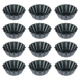 12Pcs Egg Tart Mold Reusable Pudding Mold Non Stick Carbon Steel Cupcake Cake Mold Heat Resistant Cookie Mold Baking Cup