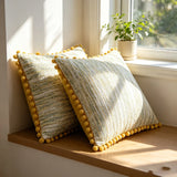 Boho Woven Throw Pillow Cover with Pompom Edge Living Room Sofa Bedroom Home Decor Zipper Soft Cushion Case Fashion Funda CoJin