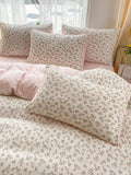 Ikeehome  2pcs Black & White Gingham Pillowcase Set with Pink Bow Print, Soft Cotton Blend for Dorm or Bedroom