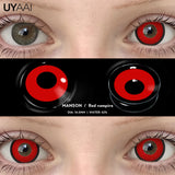 Cosplay Colored Contact Lenses 1 Year 2pcs Crazy Red Contact Lenses Anime Black Eye Lenses Halloween Beauty Makeup Lens