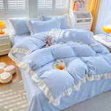 Princess Style Bedding Set Soft Bedroom Decor Comforter Duvet Cover Set Pillowcase Bed Sheet Ruffled Quilt Cover Four Pieces Set