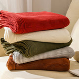 Lightweight Cable Knit Throw Blanket Soft Breathable All-Season Couch Decorative Cozy Blanket for Home Decor Christmas Green
