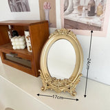 Rustic Carving Frame Gold Mirror Home decor Tray Home Decorative Mirror Bedroom Table Makeup Mirror