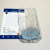 Glitter Wavy Lines Phone Case For iPhone 16 15 14 13 12 Pro Max Bumper Transparent Cases Cover