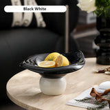 Modern Wave Irregular Ceramic Draining Tray Kitchen Fruits Snack Decorative Tray Tableware Living Room High-footed Tray