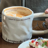 Creative Roman Letter Handheld Ceramic Cup Irregular Long Handle Coffee Mark Water Cup Coffee Cup