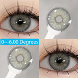 0~-6.00 Degrees 1Pair Myopia Colored Contact Lenses for Eyes Color Lenses with Diopters Prescription Lenses