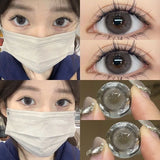 1Pair New Natural Eye Color Contact Lenses with Prescription Grey Lens Myopia Degree Soft Beautiful Pupil Fast Shipping