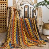 Light Knit Stripe Blanket Super Soft Bohemia Blanket For Bed Throw Blanket With Tassel Plush Warm Home Decorative Blankets
