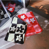Checkerboard Flower Fluffy Tufting Bathmat Nordic Soft Plush Anti Slip Bathroom Carpet Entrance Rug Mat Kitchen Toilet Floormat