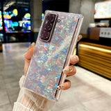 Luxury Aurora Shell Pattern Hard Case for Samsung Galaxy Z Fold 7 6 5 4 fold7 zfold Fold6 Colorful Acrylic Shockproof Back Cover