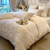 4pcs Class A High-end Long-staple Cotton Thickened Brushed Embroidery Quilt Cover Flat/fitted Bed Sheet European Bedding Set