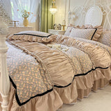 4/6Pcs Elegant French Pastoral Flower Bedding Set Vintage Floral 100% Cotton Double Queen King Duvet Cover Pillowcase Bed Skirt