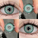 1Pair Hot Sales Green Color Contact Lenses with Diopter Myopia Eyes Fashion Soft Lenses -0.00 to -8.00 Blue Beauty Pupil