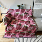 Kawaii Blanket Sofa Cover Cat Strawberry Blanket Knitted Linen Bedspread Sofa Towel Mat Tapestry Christmas For Home Decoration