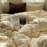 Solid Color Bedding Set Soft Duvet Cover Set With Sheet Bedroom Decor Skin Friendly Single Double Four Piece Set Home Textiles