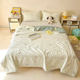Washed Cotton Printed Summer Quilt Air Conditioner Thin Quilt Machine Washable Lightweight Single Double Bedding Soft Breathable
