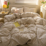 New Type A Aerobic Double Yarn Quilt Cover Knitted Cotton Printed Four-piece Duvet Set Skin Friendly Breathable Bedding