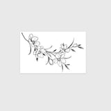 Fine Line Cherry Blossom Vine Tattoo Sticker Temporary Tattoo, Minimalist Fresh Waterproof Realistic Tattoo Sticker for Wa