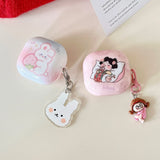 Rose Red Marble Pattern 3D Love Heart Cute Bear Pendant Earphone Accessories Case For Galaxy Buds Pro 2 Live Protection Cover