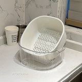 ‌2-Tier Strainer Colander with Fruit Tray Dual-Purpose Kitchen Living Room Drain Basket Wash Vegetable Bowl Fruit Display Basket