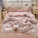 Cute INS Princess Bedding Set New Soft Cotton Lace Bed Flat Sheet Twin Queen Size Duvet Set Pillowcase Bed Linens Set Girls