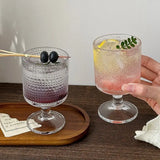 Retro Relief Sculpture Patterned Wine Glass Goblet Drink Fruit Juice Small Size Cups Thick Glass Home Kitchen Bar Supplies