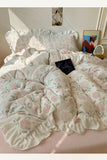 Latest Carving Flower Silk Velvet Winter 4pcs Bedding Sets 3D Warm Quilt Cover Bedspread Pillowcases for Princess Girls Bedroom