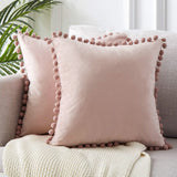 Velvet Cushioncover pillowslip with Ball Soft Decorative Cushion Home Decor for Sofa Set Bedroom Pillowcase Blue Pink Pillow