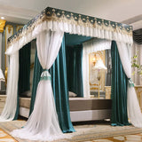 2 Layers Shading Quadrate Palace Mosquito Net with Frame Princess Romantic Bed Curtain Canopy Nets Three-door Single Double Size
