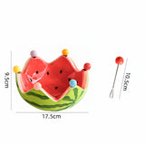 Watermelon Plate, Fruit Fork, Cute and High Beauty Ceramic Large Capacity Home Dessert Salad Bowl