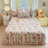1PC 100%Cotton Bed Skirt Queen/King Size Floral Printed Bed Sheet with Ruffles falda de cama Full Size Bed Skirt for Single Bed