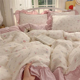 3/4Pcs Korean Princess Style Ruffles Bedding Set Single Queen King Size Duvet Cover Set Bed Sheet Pillowcases