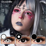 Anime Cosplay Colored Contact Lenses 2pcs Block Blind White&Black Contact Lens Yearly Pupil-Enlarging for Eyes Makeup