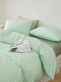 Ikeehome  Fre Cotton Floral Print Bedding Set Pure Color Duvet Cover Bed eet Quilt Cover All Seasons Universal Simple Sle 4-Piece...