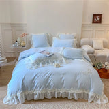 4Pcs Korean Princess Style  Pure Cotton 100% Bedding Set Quilt Cover 200x230 Sheet For Bed And Pillowcases  Sheet Four Seasons