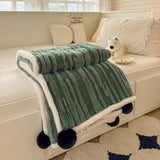 Ikeehome  new small fresh thickened milk fleece four-piece coral fleece winter warm student four-piece set