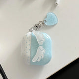 Blue Polka Dot Angel Wings DIY Earphone Case Cover For Apple AirPods 1 or 2 3 4 Pro Pro 2 Bluetooth Charging Box Protection Case