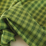145x50cm Retro Nostalgic Green Plaid Yarn-Dyed Polyester Cotton Linen Coarse Cloth Tablecloth Home Handmade Fabric