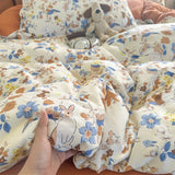 New Floral Double-piece Washed Cotton Quilt Cover  Skin-friendly Breathable Student Dormitory Duvet Covers Without Pillowcases