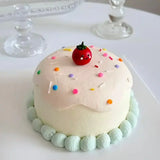 4-inch Pink Strawberry Mini Plastic Simulation Birthday Cake Model Decoration Showcase Dessert Sample Display Photography Props
