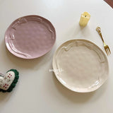 Ins Style Bow Dessert Plate High-end Solid Color Ceramic Disc Korean Underglaze Color Western Tableware Home Relief Bread Plates