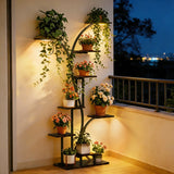 165cm Tall Indoor Plant Stand Metal Plant Flower Display Shelf with Grow Lights Tree-Shaped Plant Rack for Home, Patio