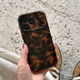 Brown Amber Retro Leopard Print Tpu Gloss Phone Case For iPhone 17 16 15 14 13 12 11 Pro Max 14/15 Plus 17 Air Soft Back Cover