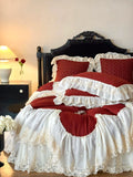 4Pcs French Princess Style 100% Cotton Romantic Long Stella Cotton Lace Duvet Cover High-end Feeling Padded Thickened Bed Cover