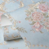 European wallpaper self-adhesive pastoral flower luxury wall stickers self-adhesive bedroom living room home background wall wal