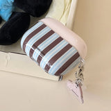 Korea Stripe Earphone Case For Airpods 1 2 3 4 Cover For Airpods Pro 2 2nd Headphone Accessories INS Cute Soft Protection Funda