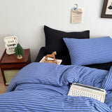 3pcs Retro Striped Japanese Duvet Cover Set Soft Polyester Grid Quilt Cover Full Queen Size Bedding Set without Sheet Drop Ship