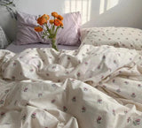 INS Pink Solid Color Bedding Set Girls Boys Single Double Size Flat Sheet Duvet Cover Pillowcase Bed Linens Home Textile